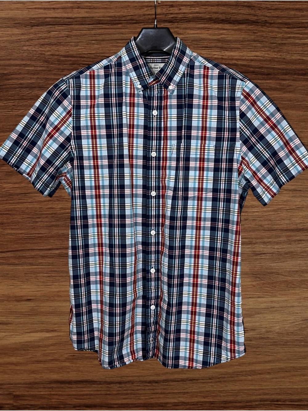 Hawker Rye Regular Fit Men’s Plaid Short Sleeve Button Down Shirt. Medium